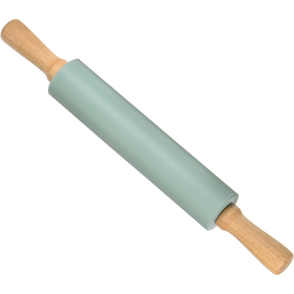 Kitchen Roller Baking - ノンスティックシリコンローリングピン木製ハンドルペストリー生地小麦粉ローラーキッチン調理ベーキングツールパスタクッキー生地用