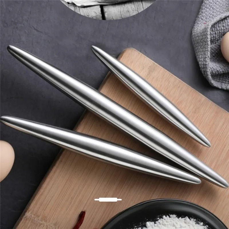 Kitchen Roller Baking - 1Pc ステンレス鋼ローリングピンキッチン用品生地ローラーベイクピザ麺クッキー餃子作りノンスティックベーキングツール