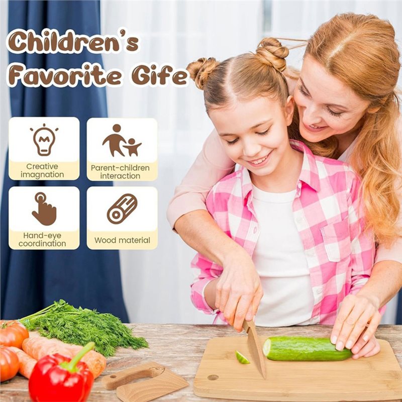 SHGO製、木製の子供用ナイフと幼児向けお菓子作りセット。本 - Kitchen Kids Baking Set のレビューと価格