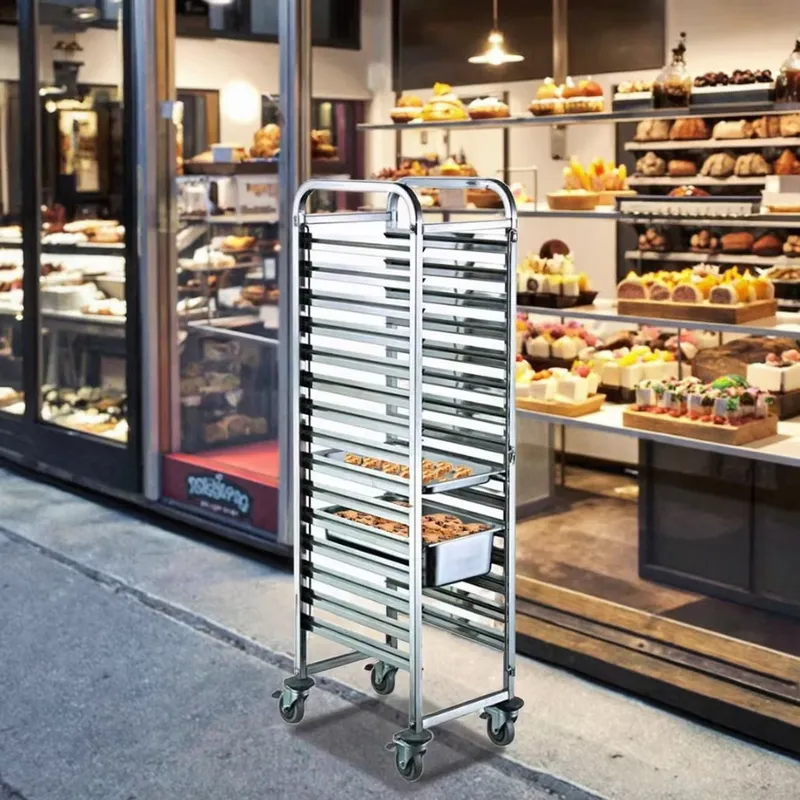 ステンレス製ヘビーデューティー4輪GNパン台車 ベーカリー冷 - Kitchen Baking Cart のレビューと価格