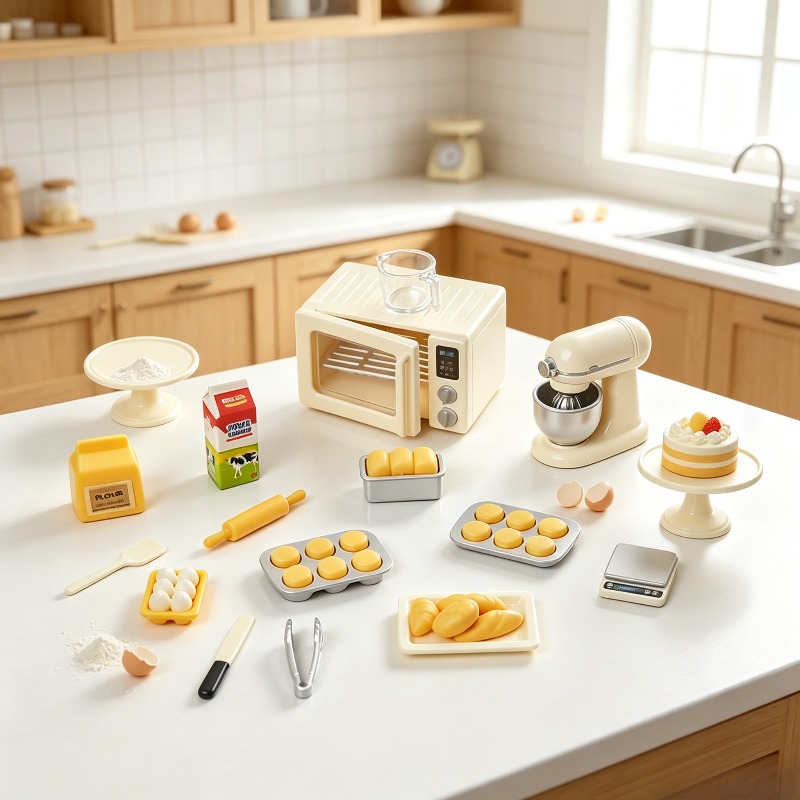 ミニサイズのベーキングおもちゃセット。ドールハウス用のミニチ - Kitchen Kids Baking Set のレビューと価格