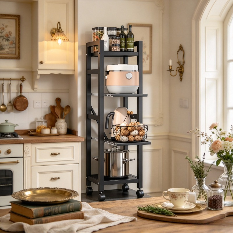 引き出し式のキッチンラック、床置きの鍋棚、多段式の隙間収納、 - Kitchen Baking Cart のレビューと価格